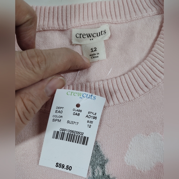 Crewcut Silver Metallic Eiffel Tower Pink Sweater - Picture 6 of 6